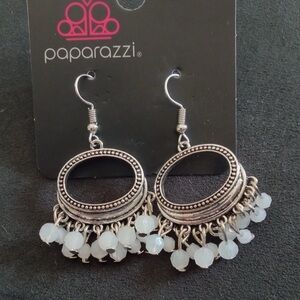 Paparazzi Silver Earrings with White Beads